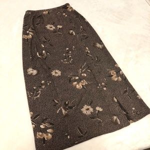 EXPRESS Floral Y2K Brown A-Line Long Skirt